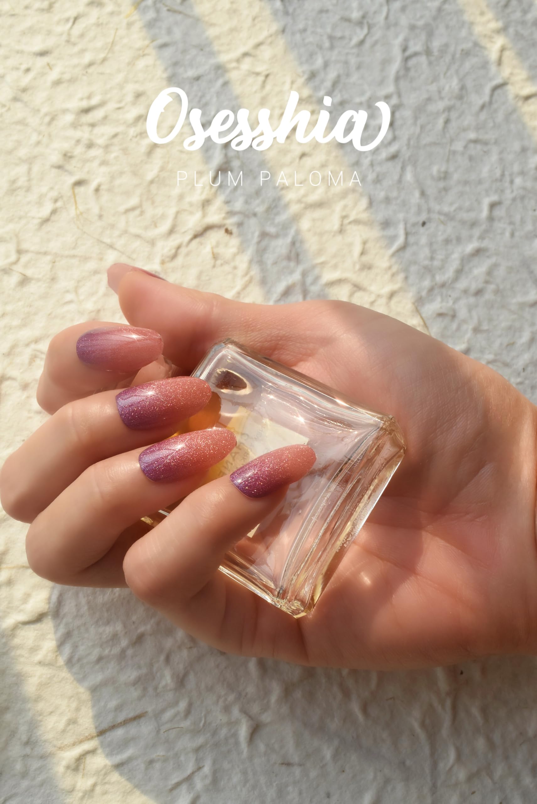 Osesshia Plum Paloma glossy gel finish after curing