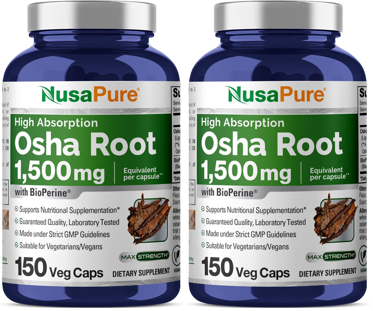 NusaPure OSHA Root Extract 1500 mg capsules front view