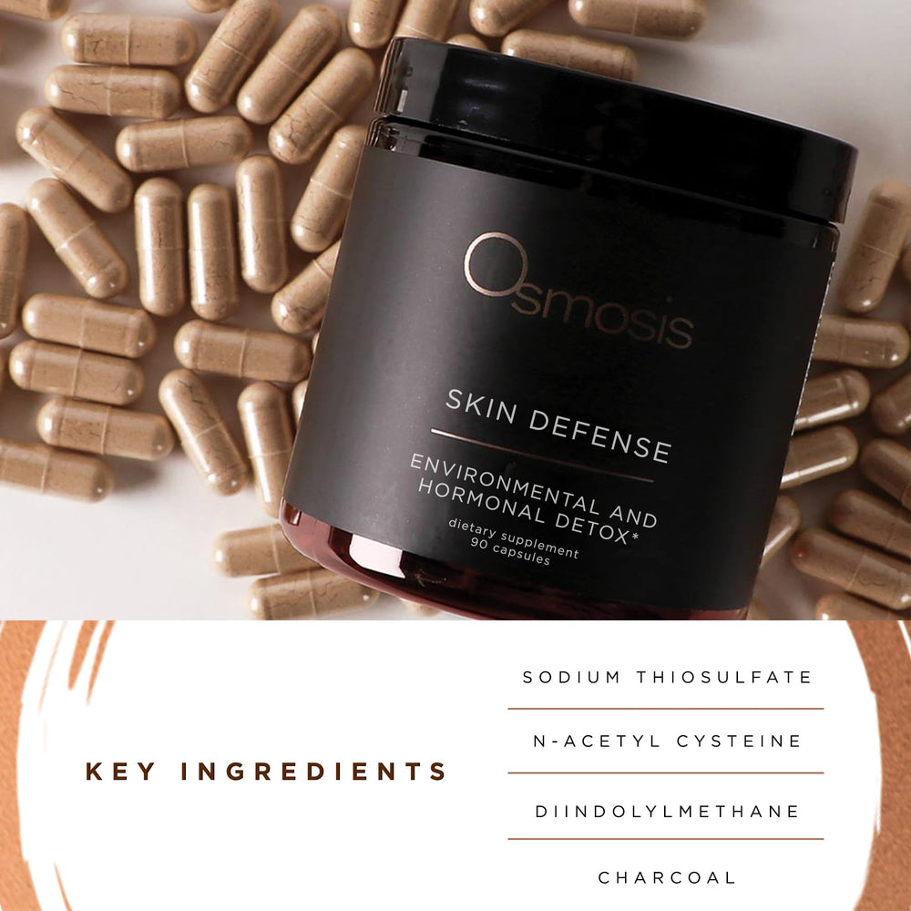 Close-up of Osmosis Skin Defense 60 count bottle