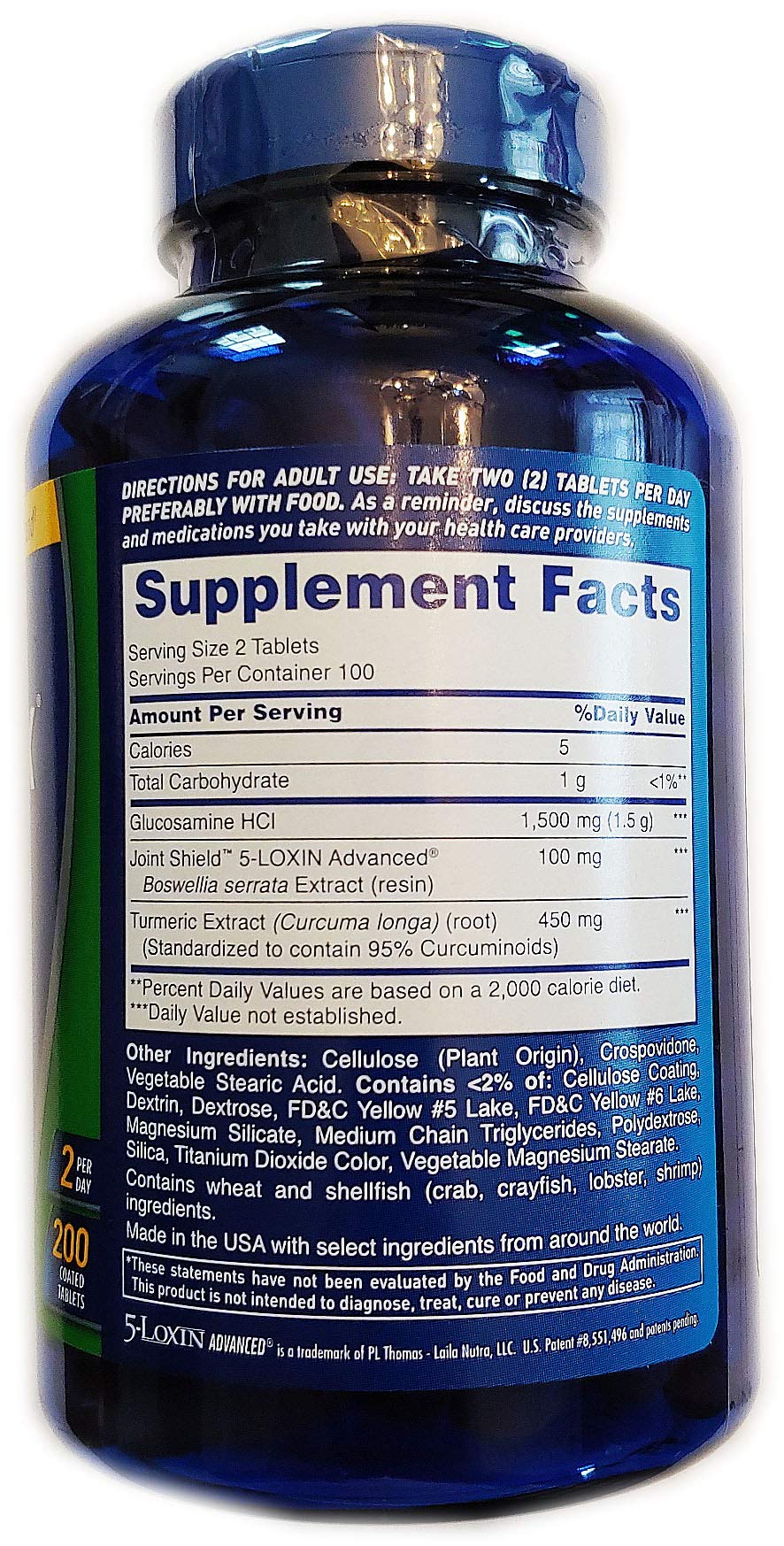 Osteo Bi-Flex tablets close-up showing glucosamine and turmeric