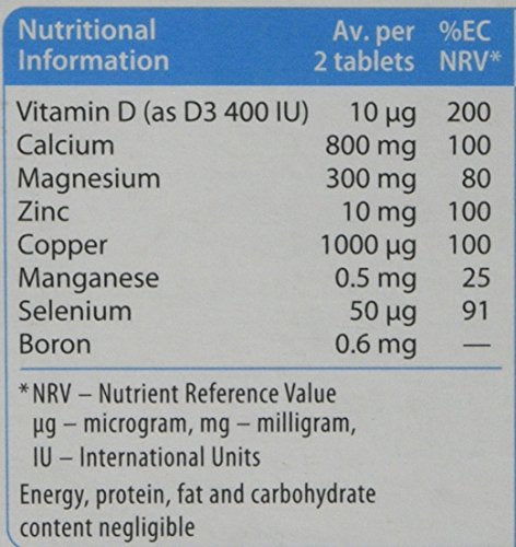Back of Osteocare 90 Tablets bottle with dosage information