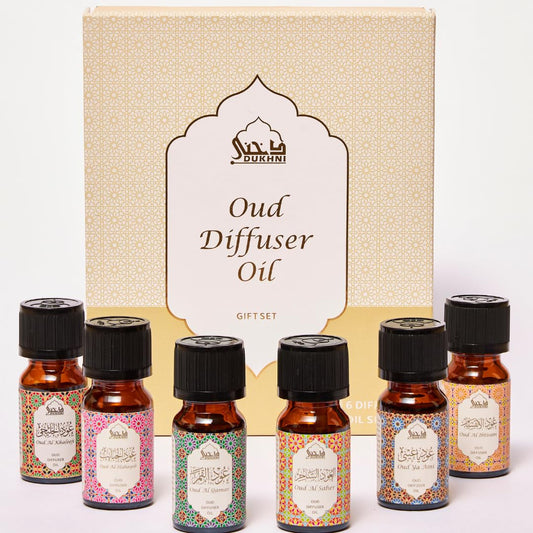 Oud diffuser oil bottle with 6 x 10ml display