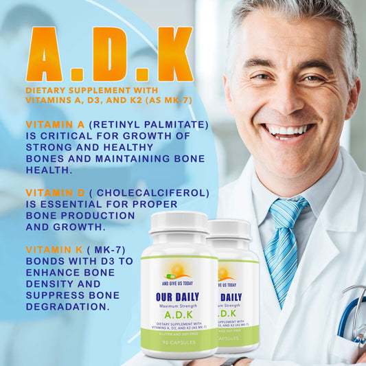 Close-up of Vitamin A, D3 and K2 (MK7) label