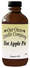 Our Own Candle Company bottle front packaging showing apple pie scent and premium label benefit