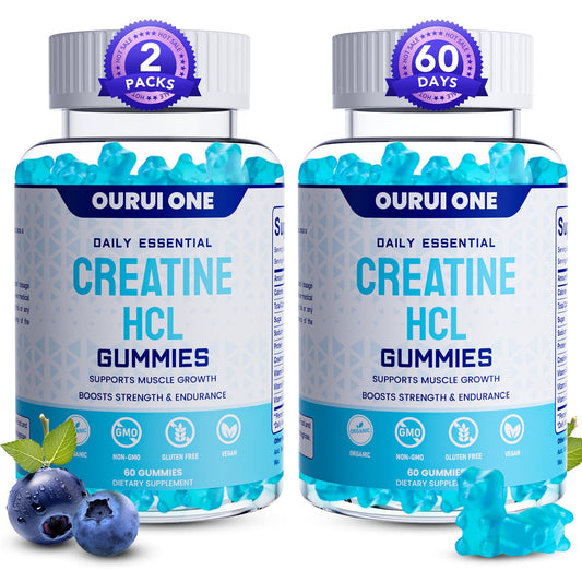 Front view of Ourui One Creatine HCL Gummies 2000mg bottle