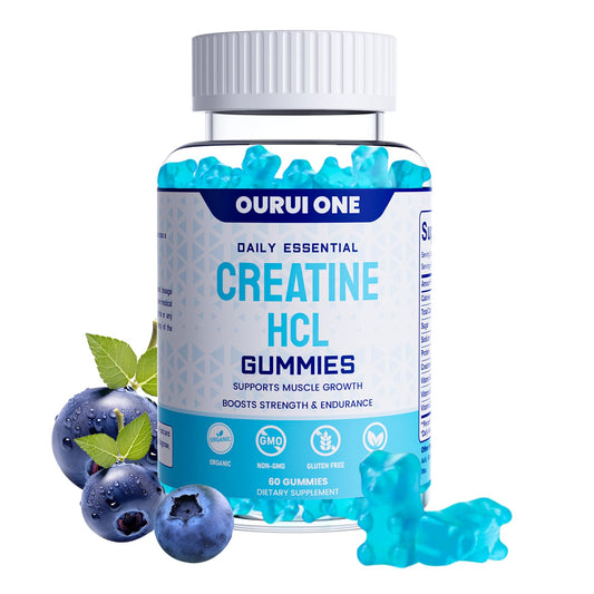 Front view of the Ourui One Creatine HCL Gummies 2000mg bottle