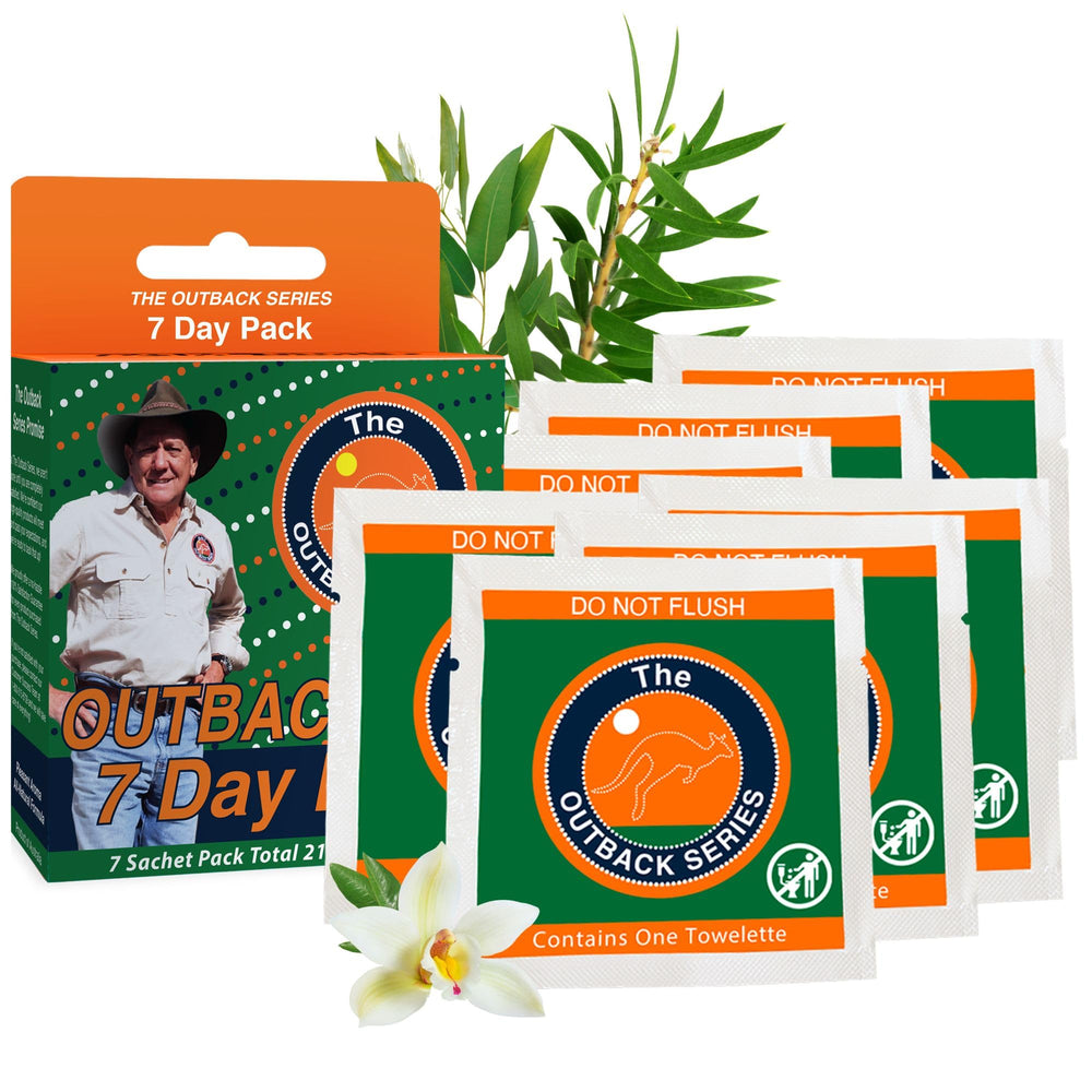 Outback Series Original Oil Towelettes packaging front – 7 Day Pack