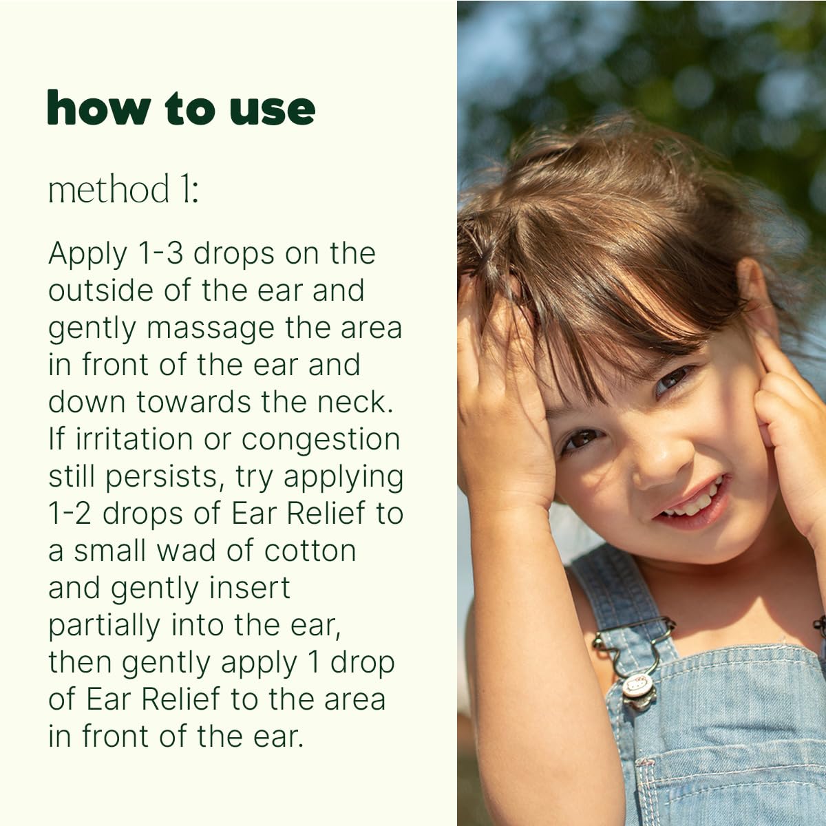Person applying Ear Relief drops around the outer ear