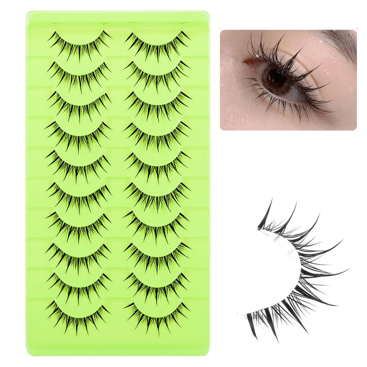 outopen manga lashes with clear band for a seamless wet-look cosplay finish
