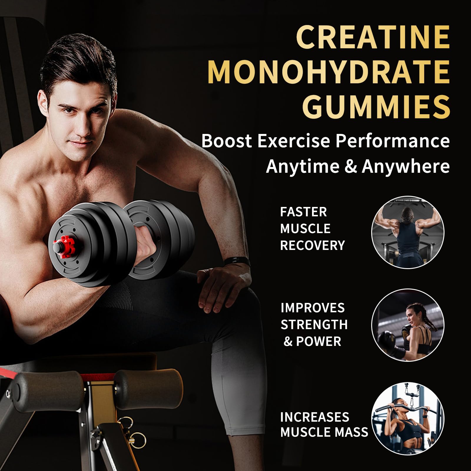 Nutrition label for OUYIYUA Creatine Monohydrate Gummies (vegan, sugar-free)