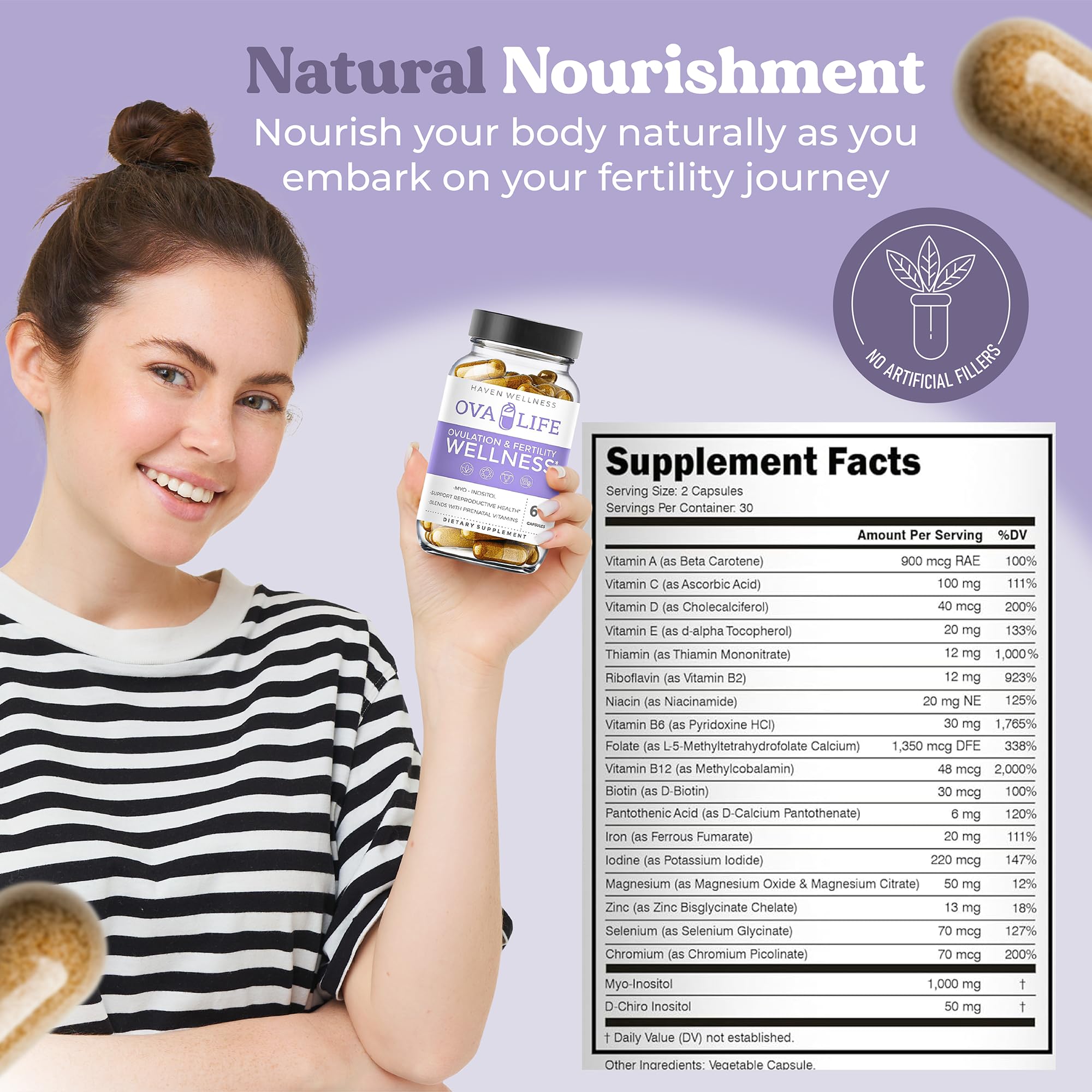 Ovalife formula with folate, iron, and zinc for pregnancy prep