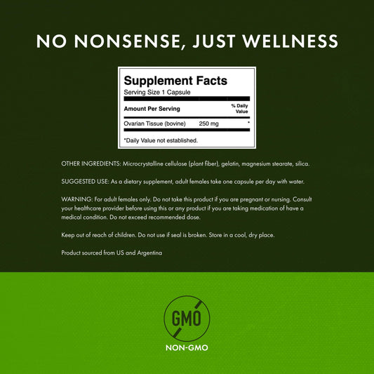 Capsules of Swanson Ovarian Glandular supplement
