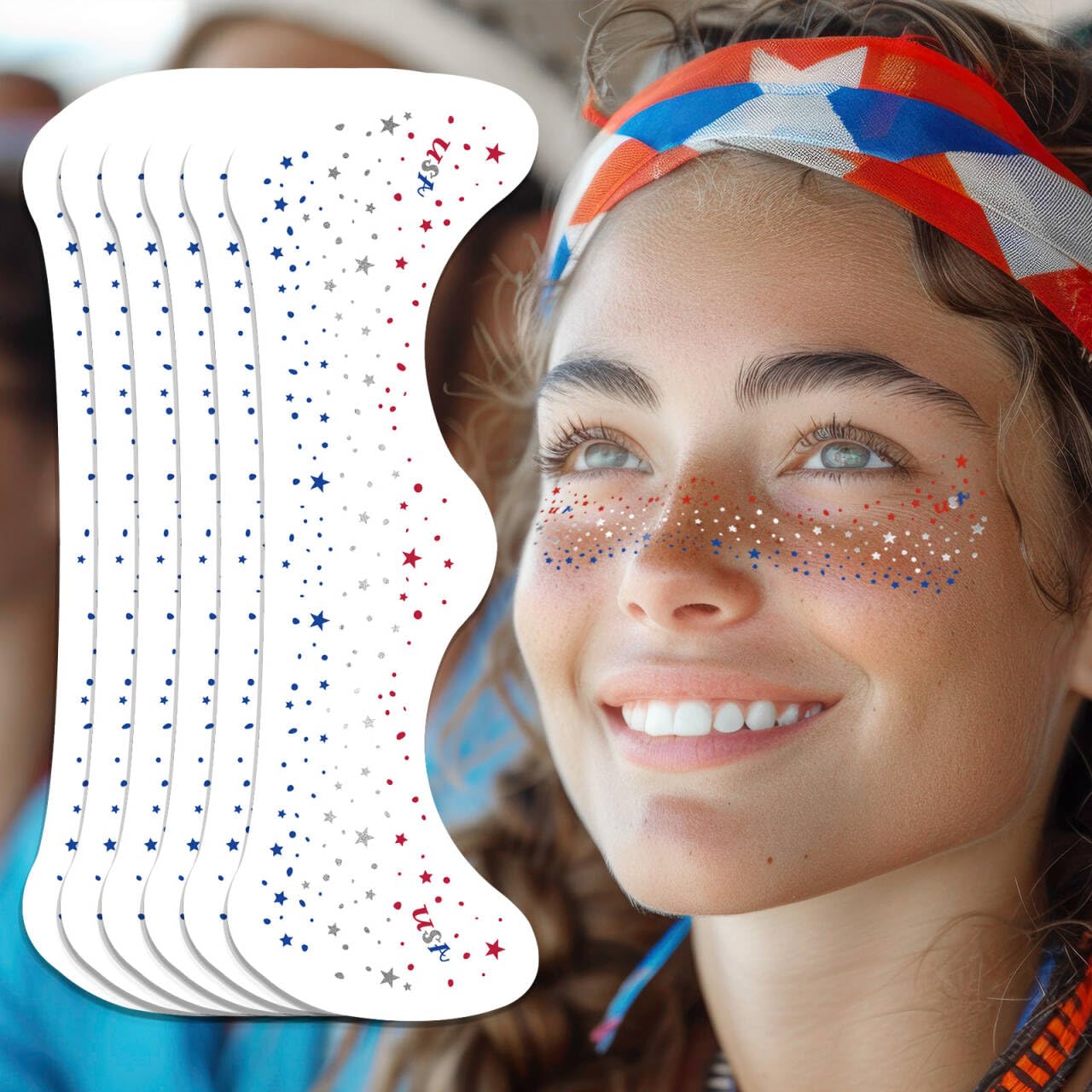 Ovasorve Fourth of July freckles glitter stars collection for all-day parades
