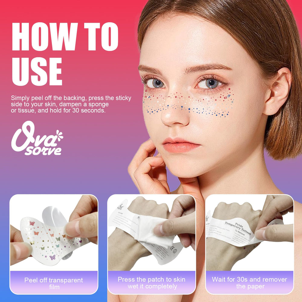 Ovasorve Metallic stardust accents enhance glittery patriot looks