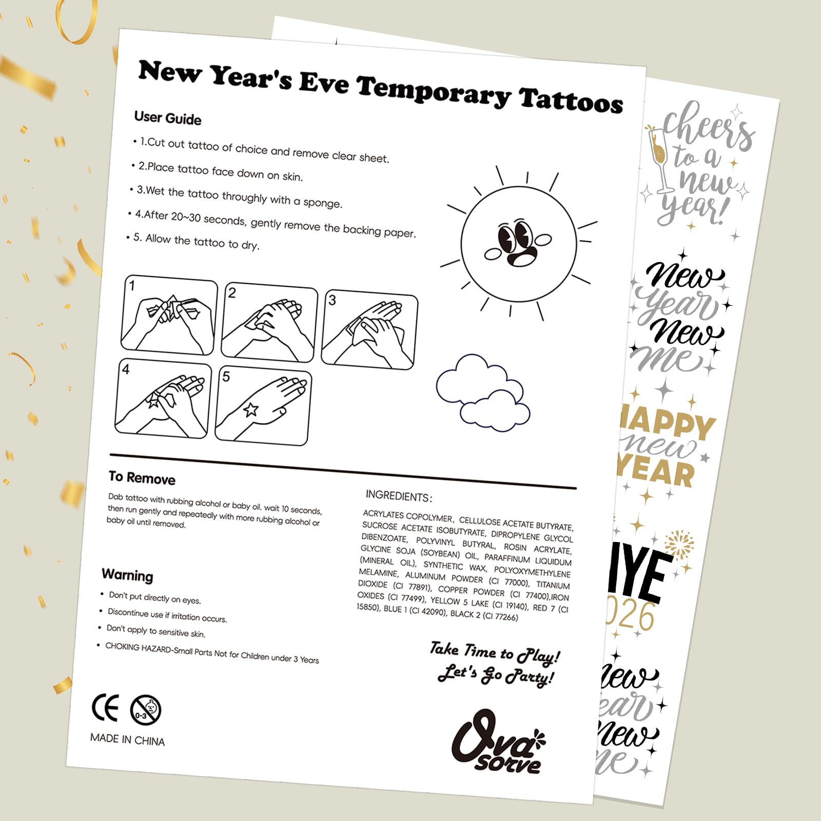 Ovasorve party decor tattoos double sheets as easy favors