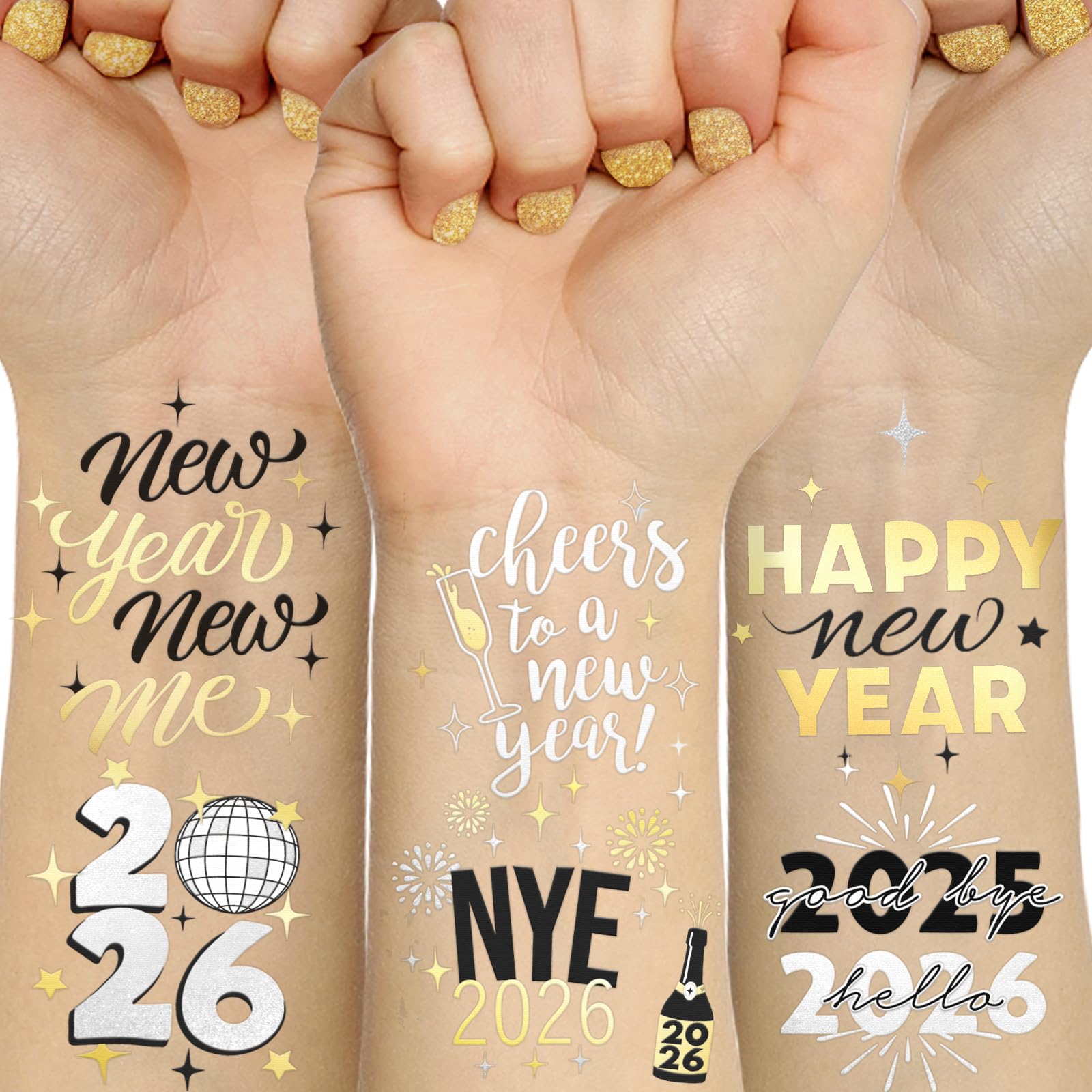 Ovasorve NYE tattoos on two sheets for festive body art at parties