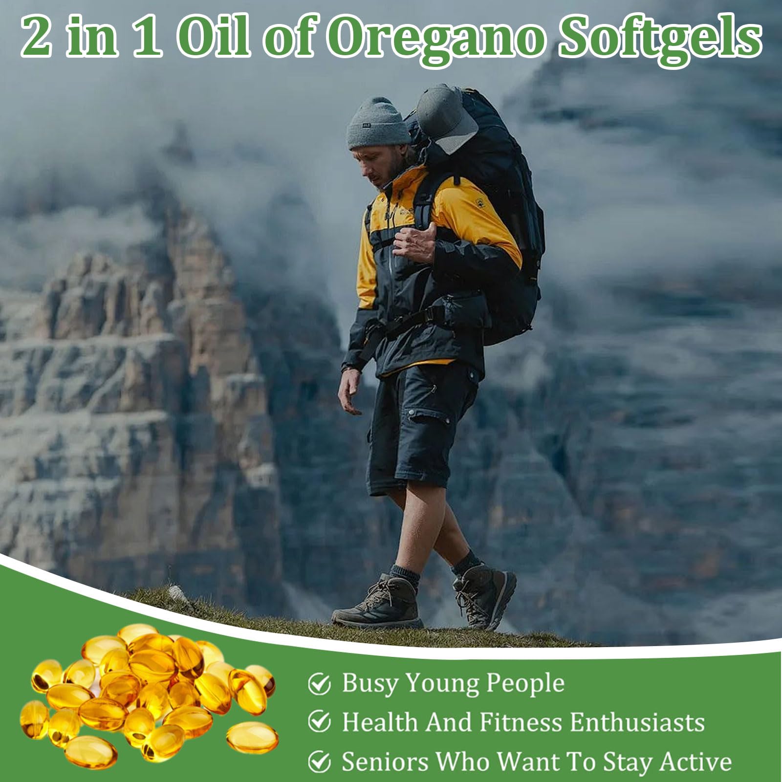 300 softgels bottle of oregano oil capsules