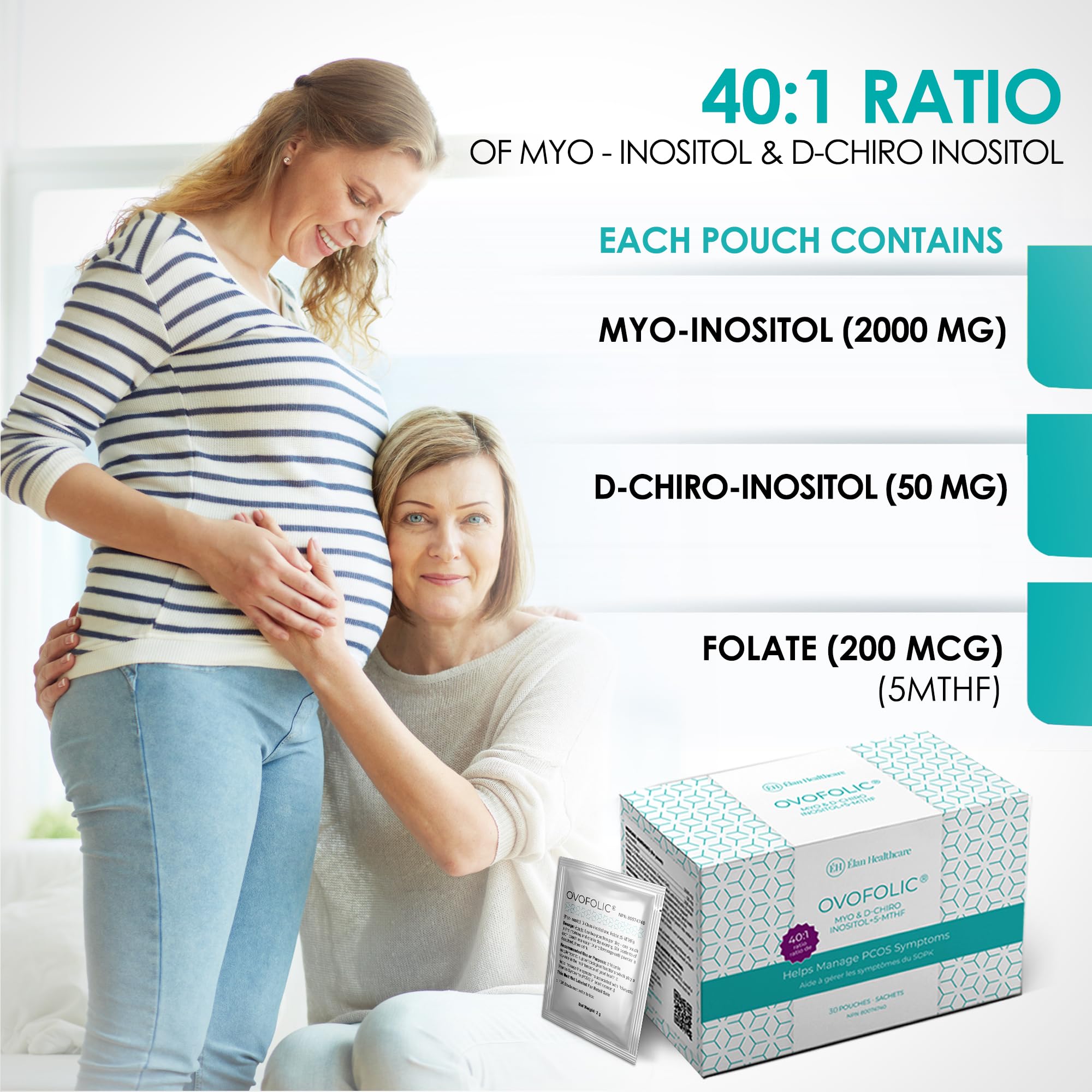 Label highlights Myo-Inositol 2000 mg per serving