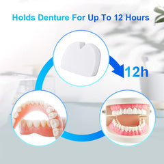 Denture cushion being cut to fit with scissors