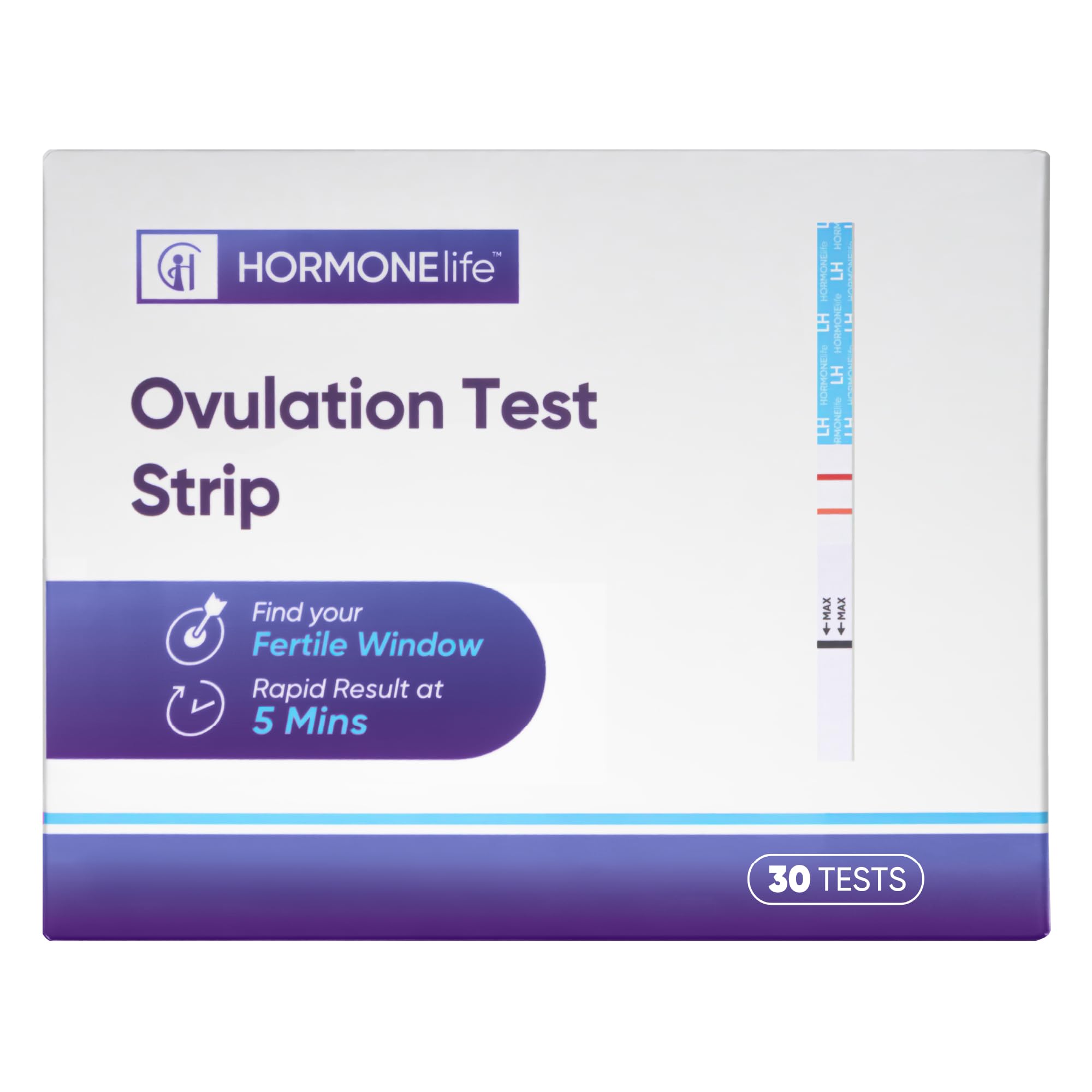 Front view of 15-count ovulation test strips