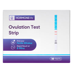 Front view of 15-count ovulation test strips