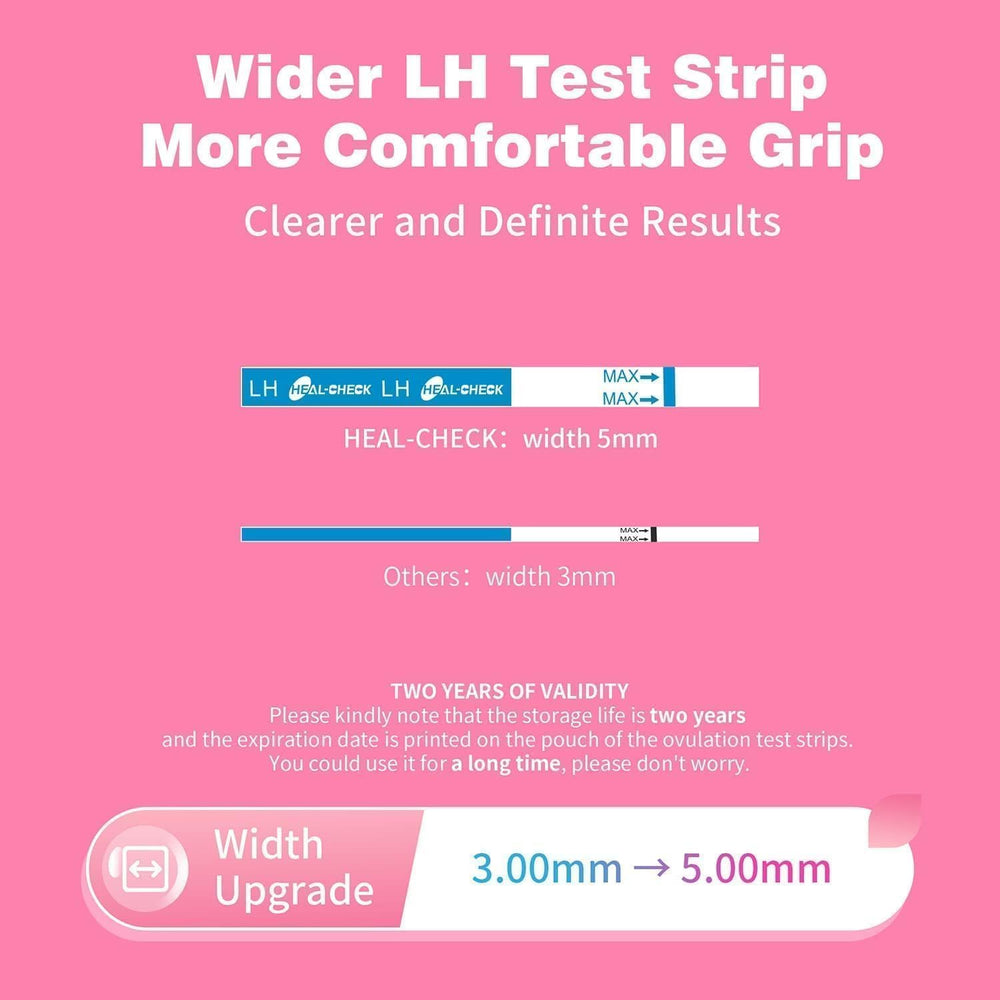 Extra-wide 5mm ovulation test strips for easy reading