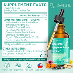 oweGel Liposomal Lymphatic Drops pour showing easy daily dosing