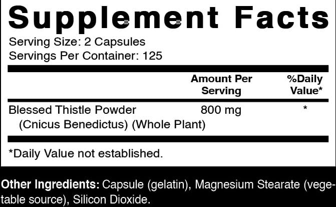 Front view of Oxify Blessed Thistle bottle with packaging