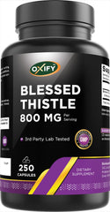 Oxify Blessed Thistle bottle with label showing 800 mg per serving and 250 capsules