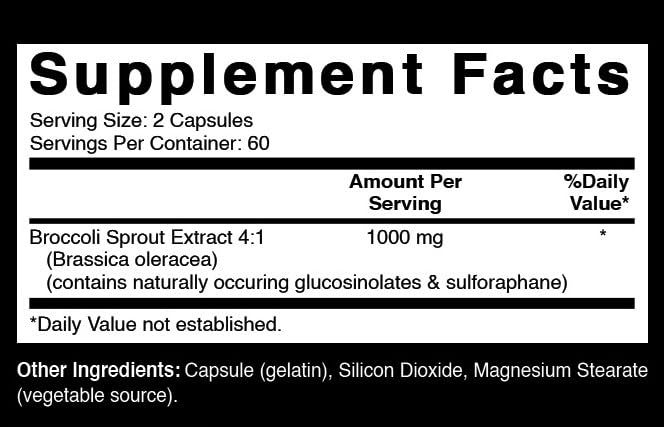Close-up of Oxify broccoli sprout extract bottle and label