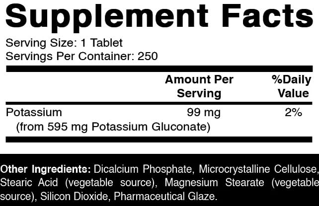 Oxify Potassium Gluconate 250 tablets per bottle