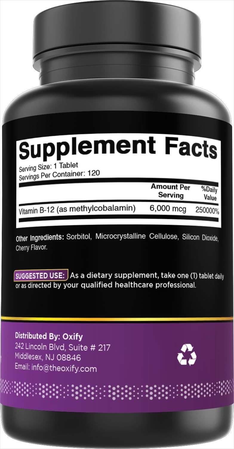 Close-up of Oxify Vitamin B-12 tablet