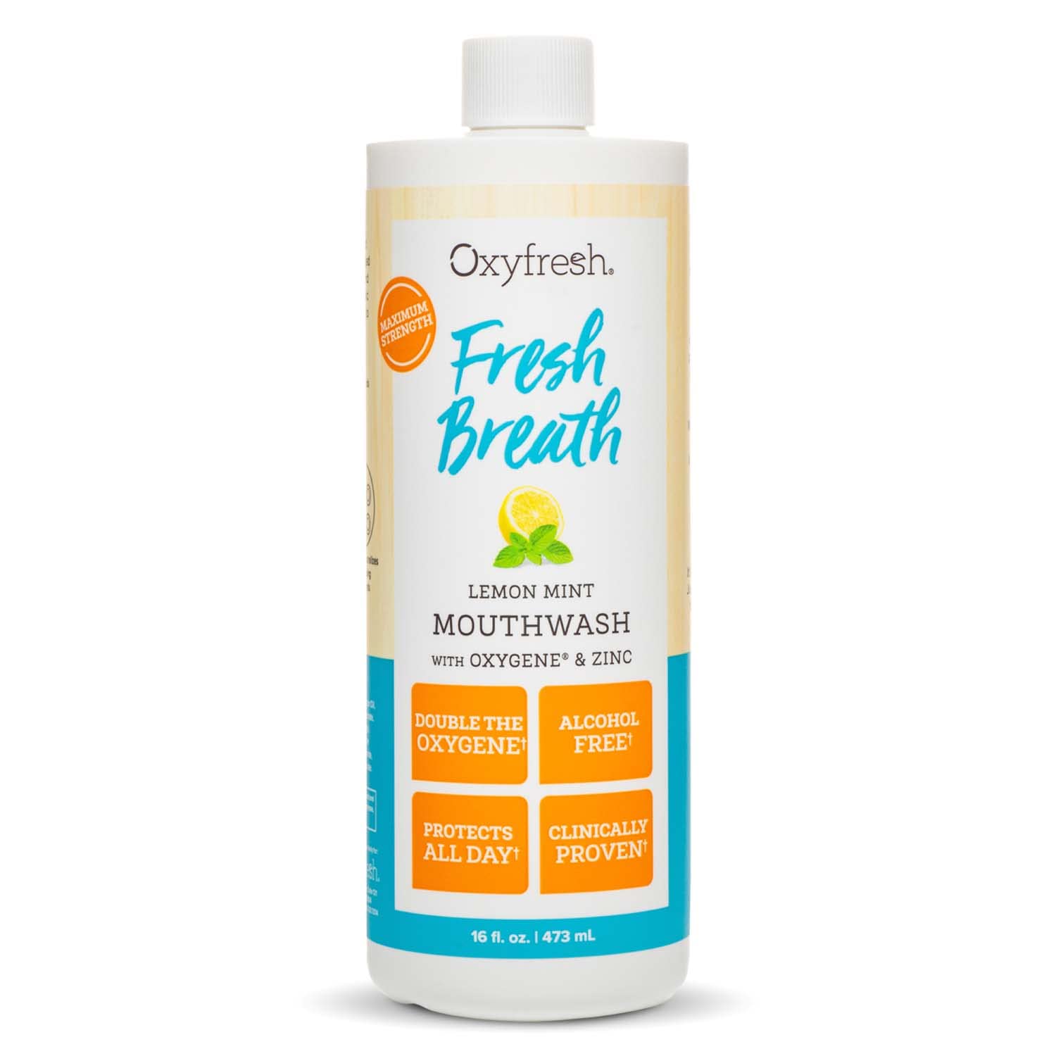 Oxyfresh Lemon Mint Fresh Breath Mouthwash bottle front