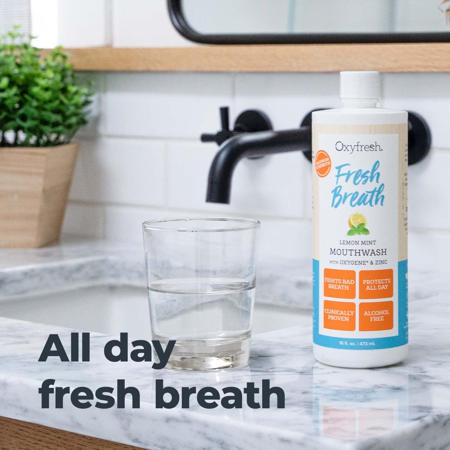 Lemon mint flavor imagery for mouthwash