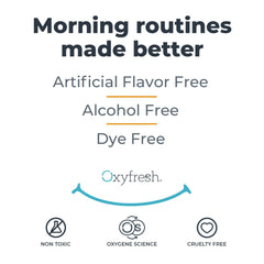 Close-up of minty, fresh breath associated with Oxyfresh mouthwash