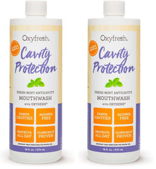 Pack of two 16 oz Oxyfresh Cavity Protection Mouthwash bottles – front view