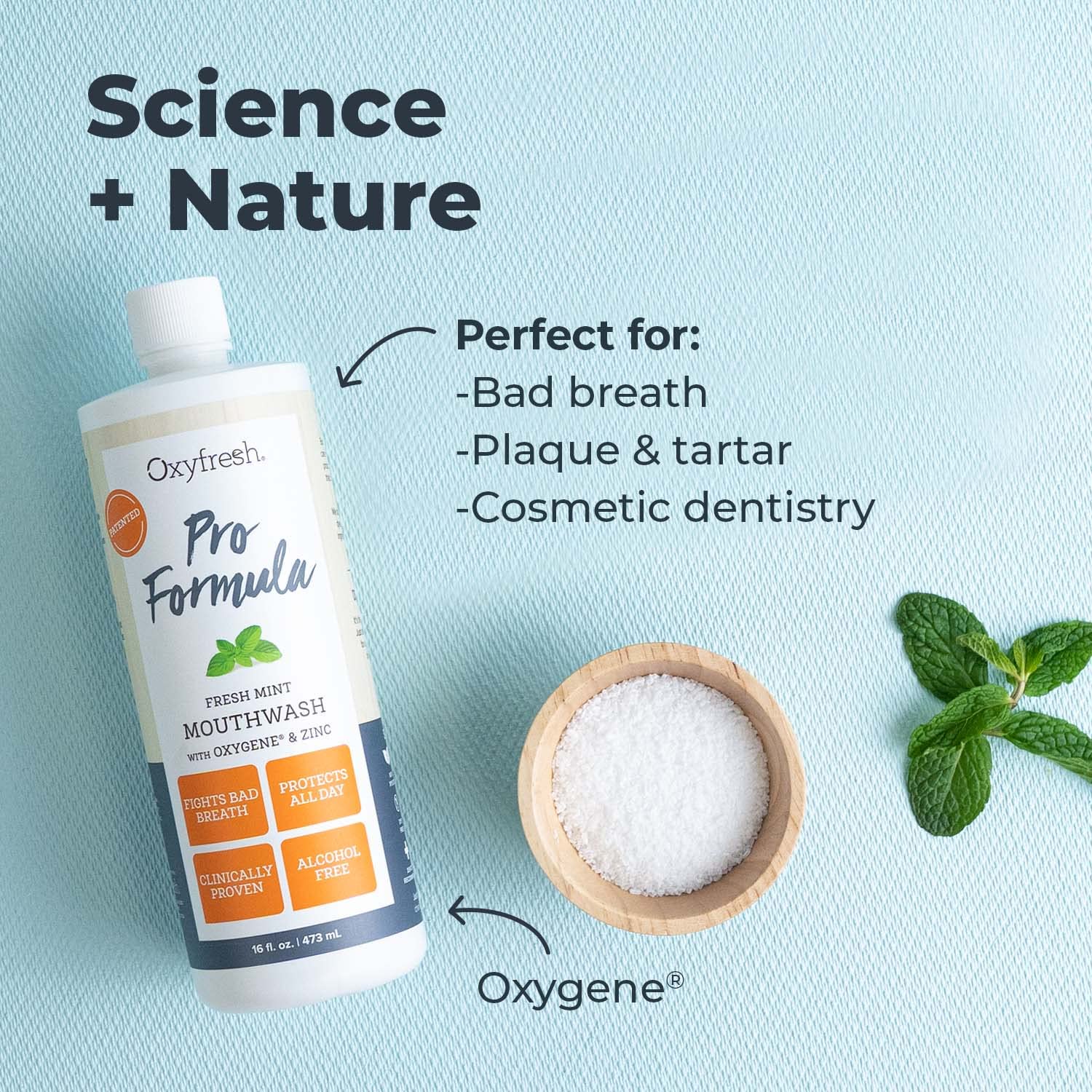 Label highlights xylitol and essential oils