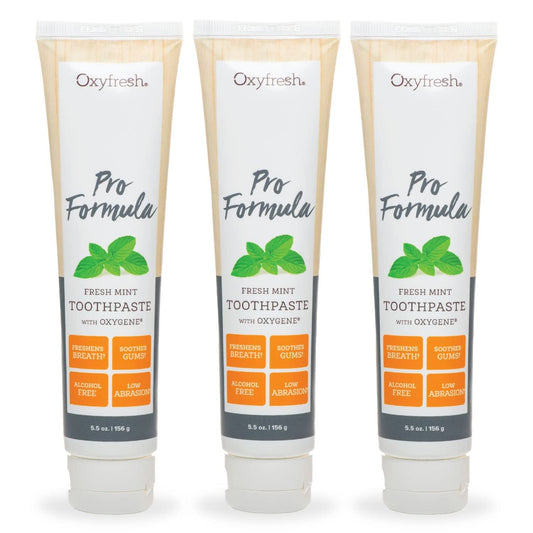 Box and three tubes of Oxyfresh Pro Formula Fresh Mint Toothpaste (3-pack)