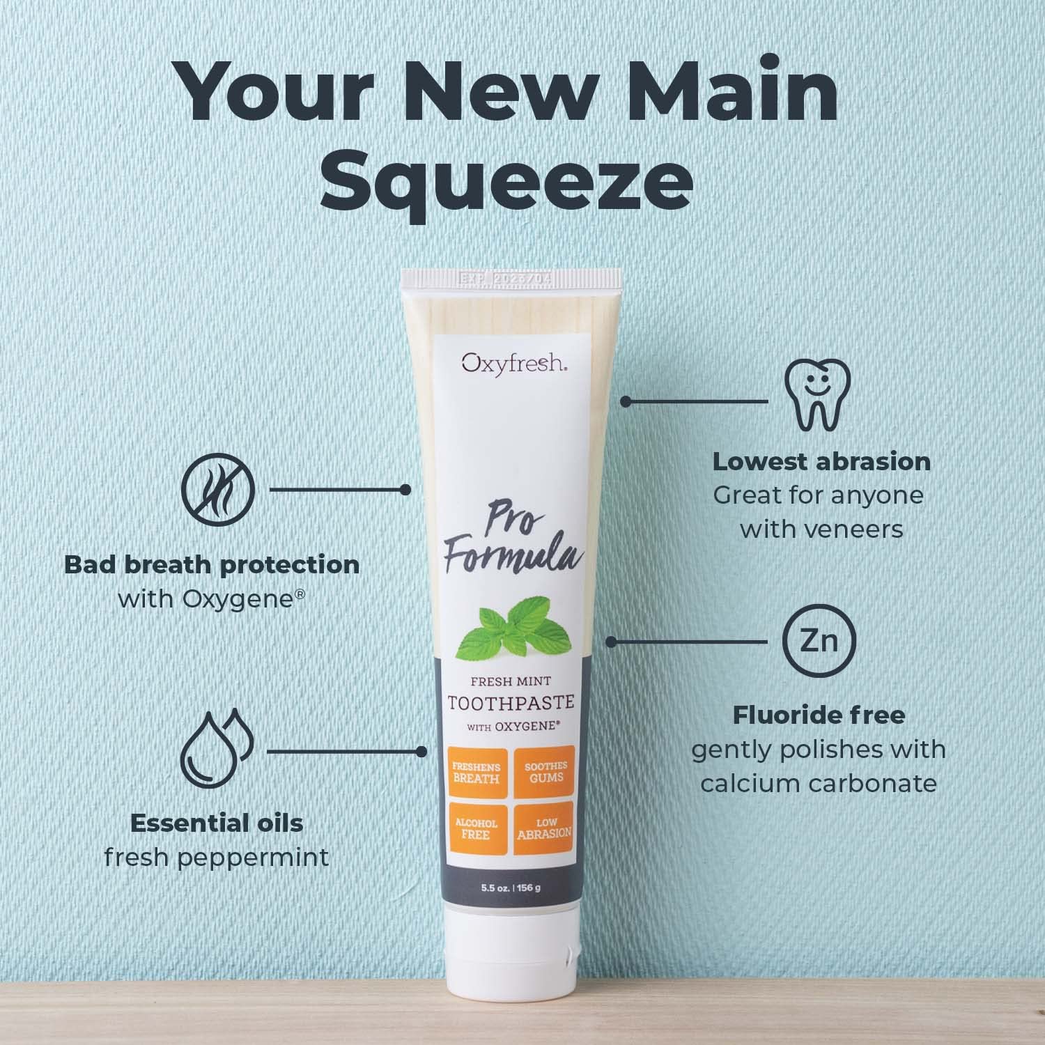 Tube of Oxyfresh Pro Formula Fresh Mint Toothpaste 5.5 oz