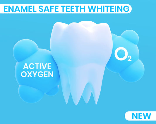 Close-up of OXYSTRIPS being applied to teeth
