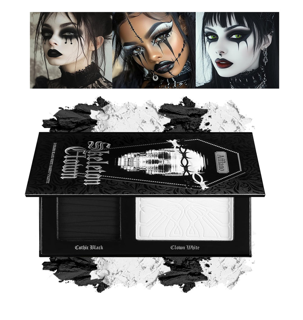 oygcee Black White Makeup Palette for bold gothic looks with high pigment payoff.