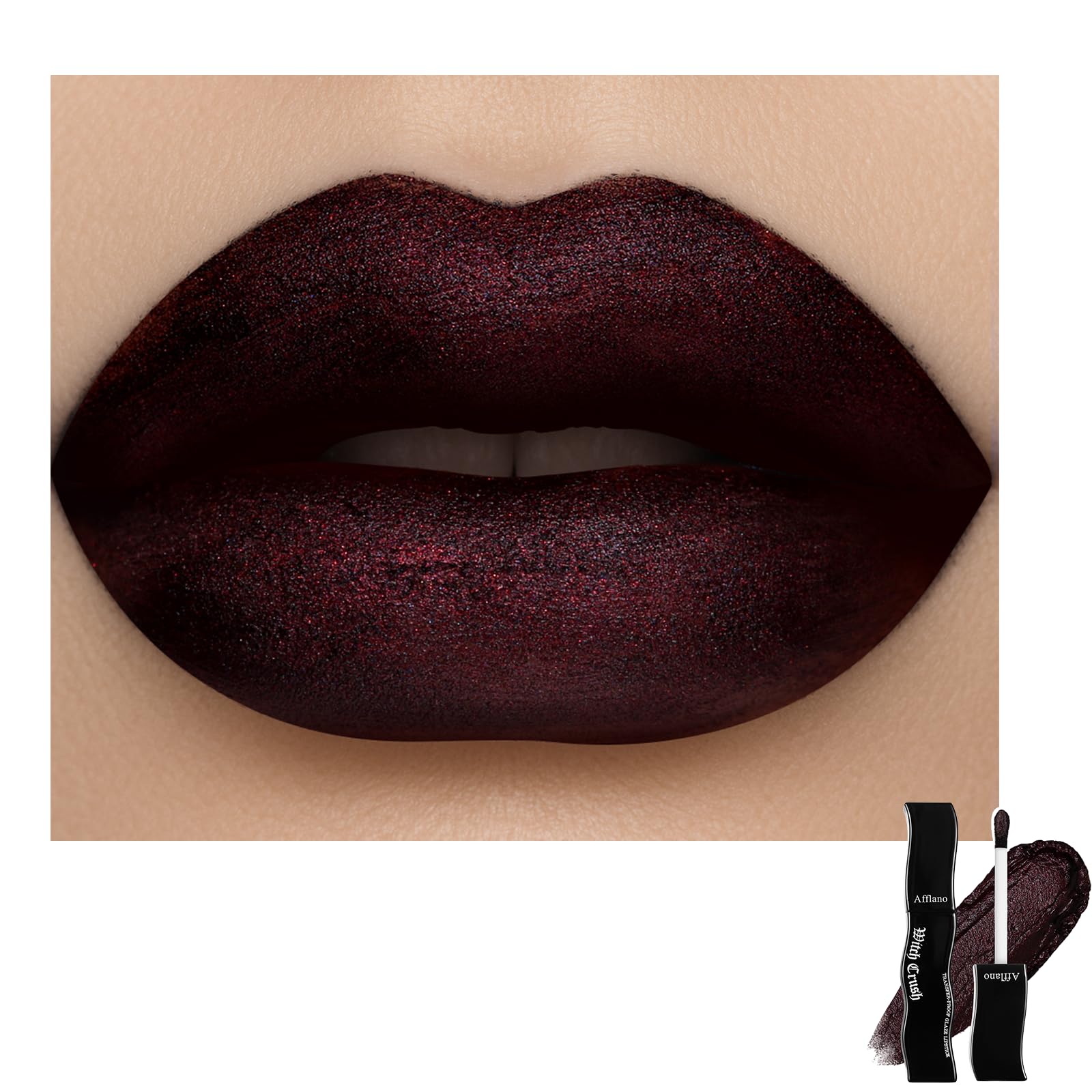 oygcee dark red gothic lipstick packaging close-up showing vegan bold color