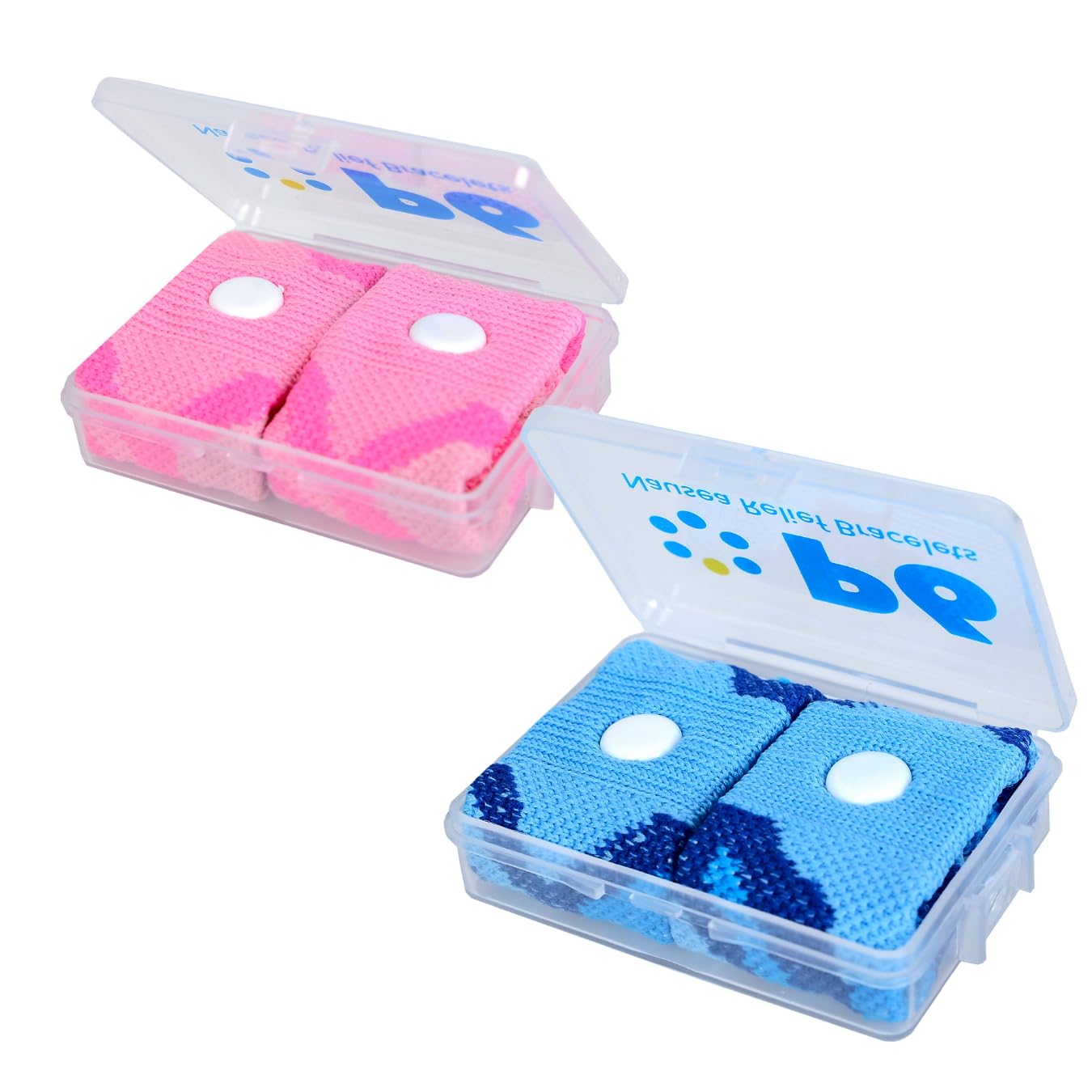 P6 kids wristband close-up pink shows acupressure-friendly design for nausea support.