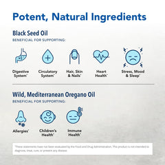 Ingredients: P73 Oreganol and Black Seed Oil