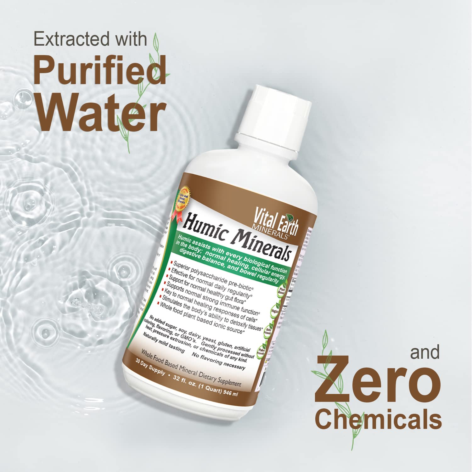 Alkaline water with Humic Minerals pH 8.6–9.6