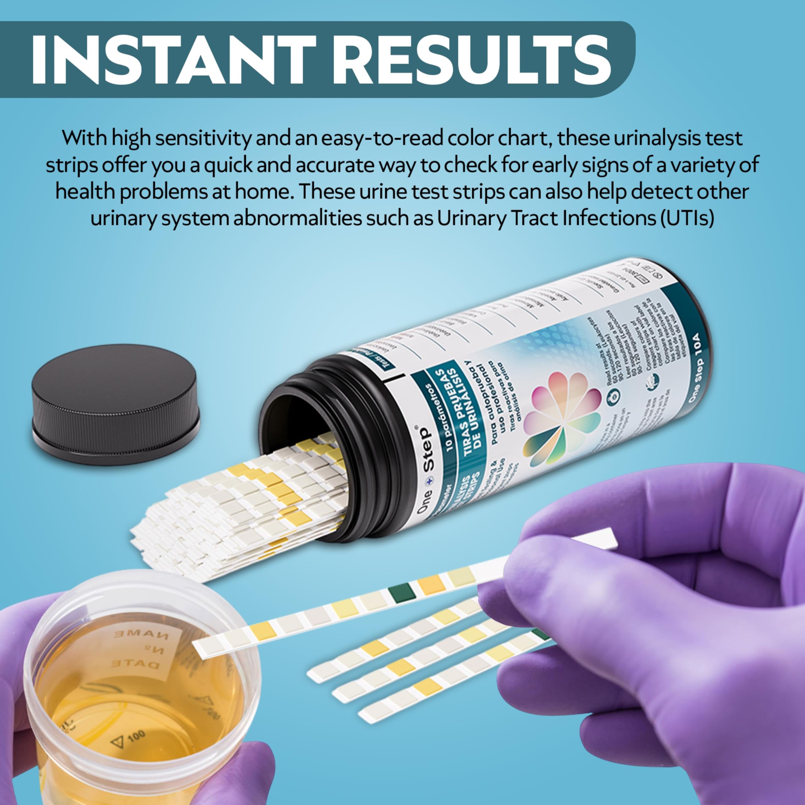 Urinalysis strip chart displaying pH, nitrite and leukocytes (image 4)