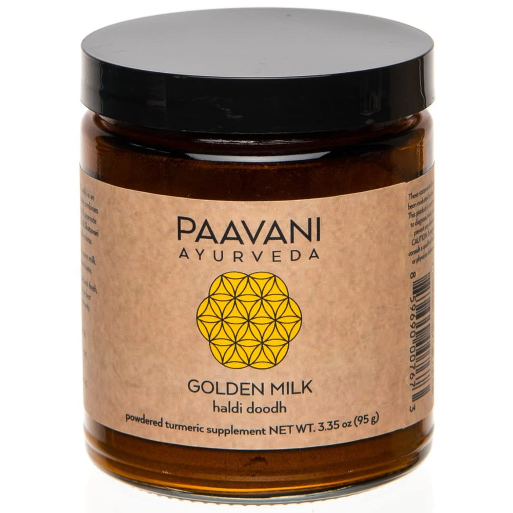 Front view of PAAVANI Ayurveda Golden Milk container