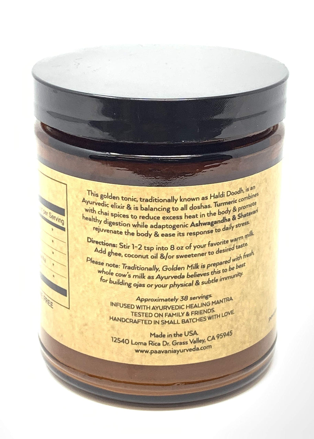 Packaging shot of PAAVANI Golden Milk powder