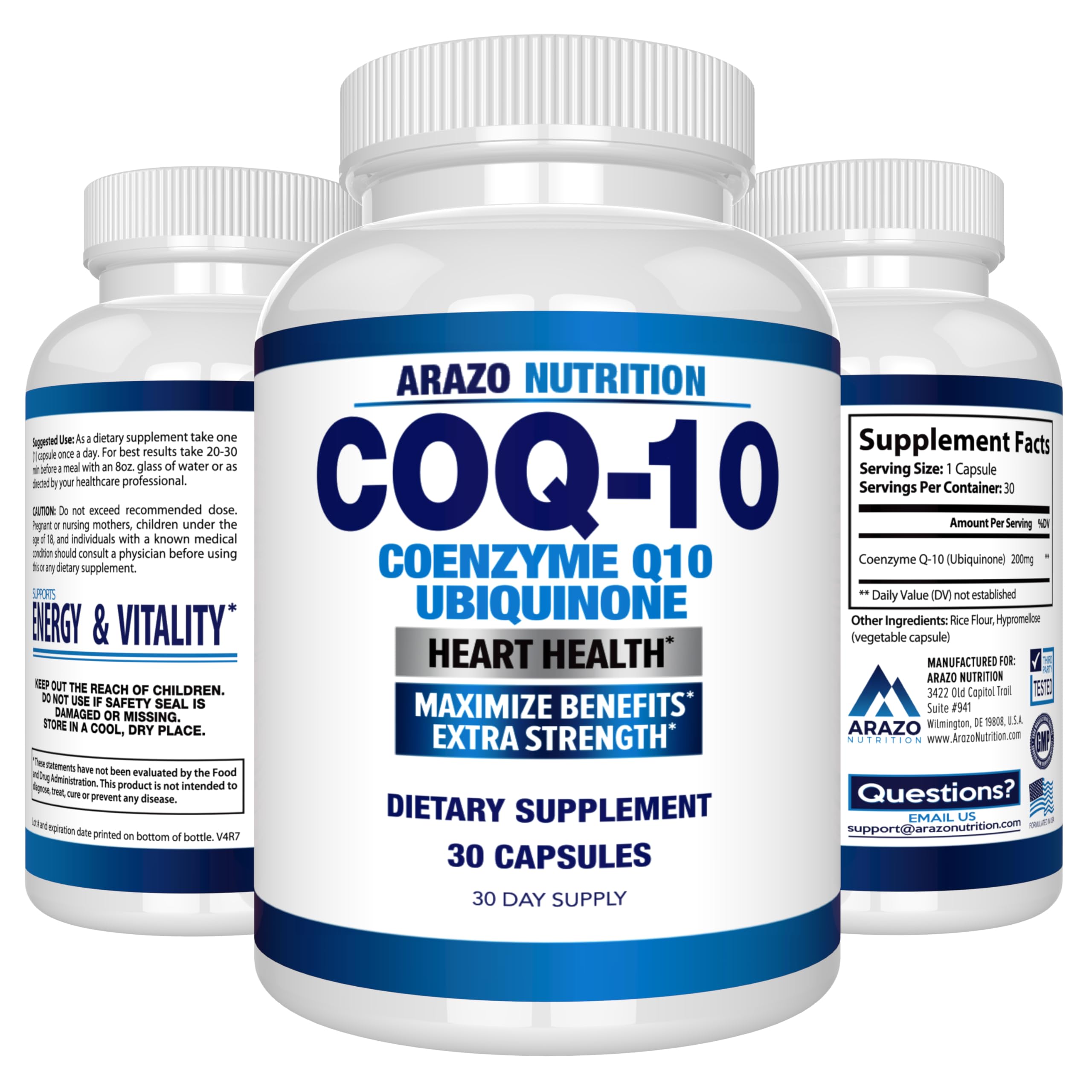 Pack of two Arazo CoQ10 bottles side by side