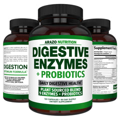 Pack of 2 bottles of Arazo Nutrition Digestive Enzymes with Probiotics